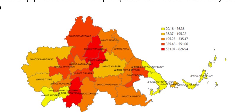 Στο κόκκινο και πάλι ο Δήμος Τυρνάβου και Λαρίσης σύμφωνα με την νέα Έκθεση επιδημιολογικής επιτήρησης λοίμωξης από το νέο κορωνοϊό  (COVID-19)