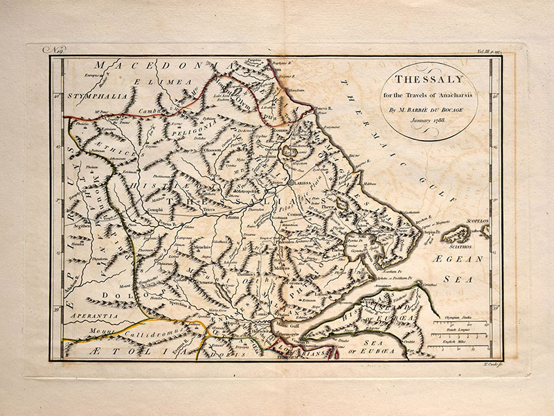 Τύρναβος William Martin Leake χάρτης της Θεσσαλίας του 1788