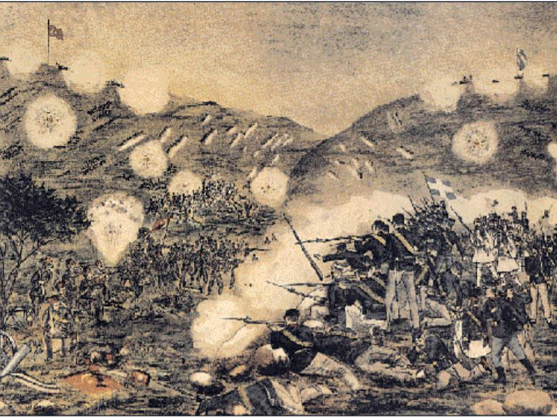 Άτακτη υποχώρηση του ελληνικού στρατού από τους Τούρκους στις 12 Απριλίου 1897 στη θέση Ρεβένι-Μελούνα