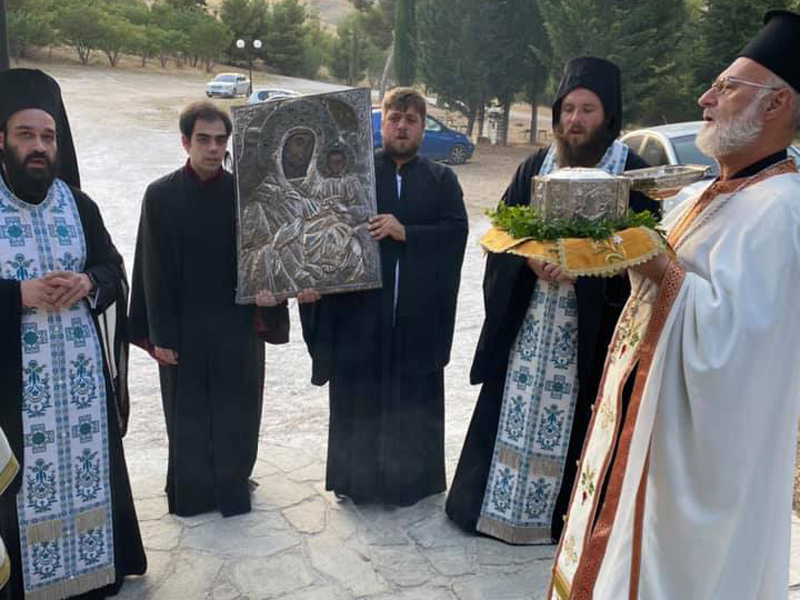 Η εικόνα της Υπεραγίας Θεοτόκου της Οδηγήτριας στην Ιερά  Μονη Προφήτου Ηλιού Τυρνάβου