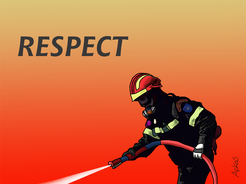 Το συγκλονιστικό σκίτσο του Αρκά για τους πυροσβέστες