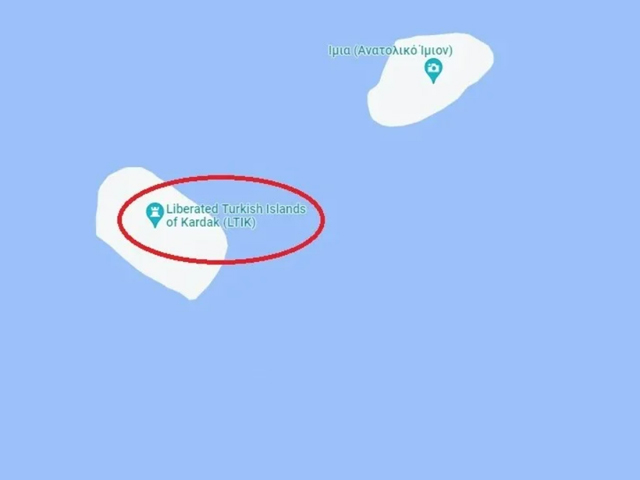 Το Google Maps «βαφτίζει» τα Ίμια τουρκικά νησιά