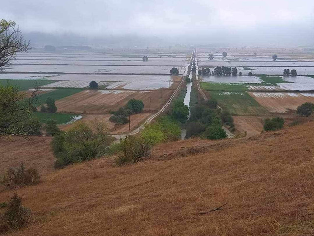 Πνίγηκαν χωράφια στην Καλλιπεύκη Λάρισας