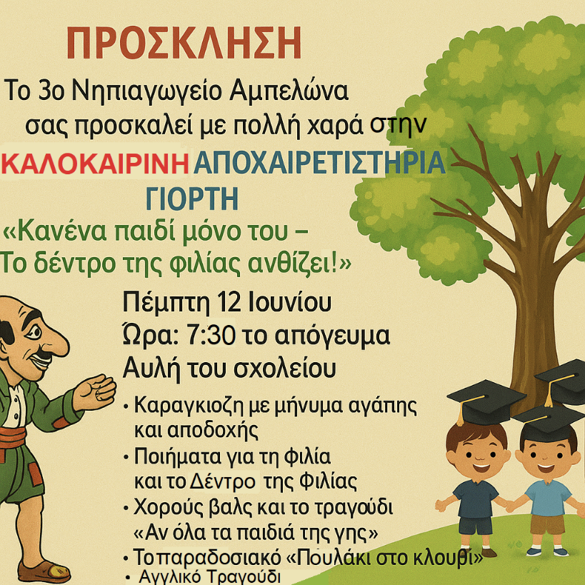 Μια Καλοκαιρινή γιορτή γεμάτη φιλία και αγάπη στο 3ο Νηπιαγωγείο Αμπελώνα